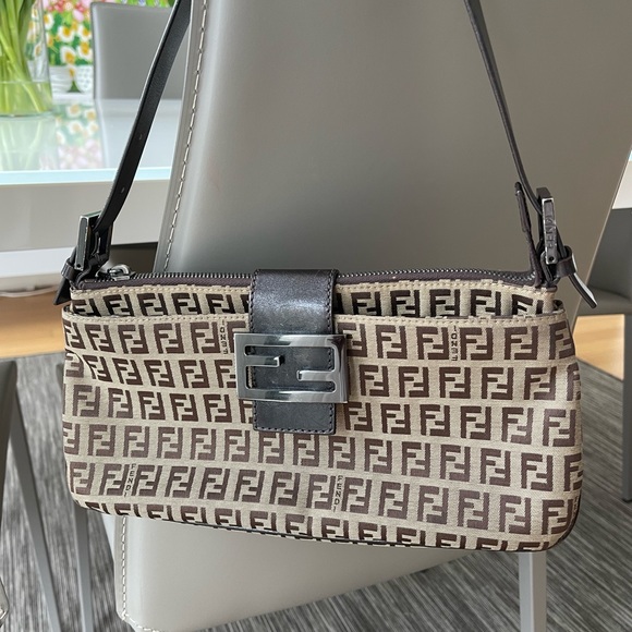 FENDI Zucchino Baguette Shoulder Bag - Picture 3 of 17